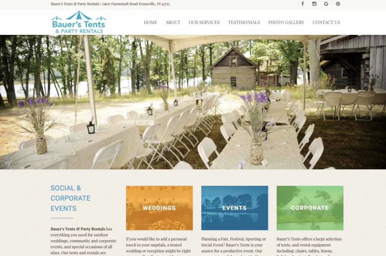 Bauer's Tents Website Evansville Indiana