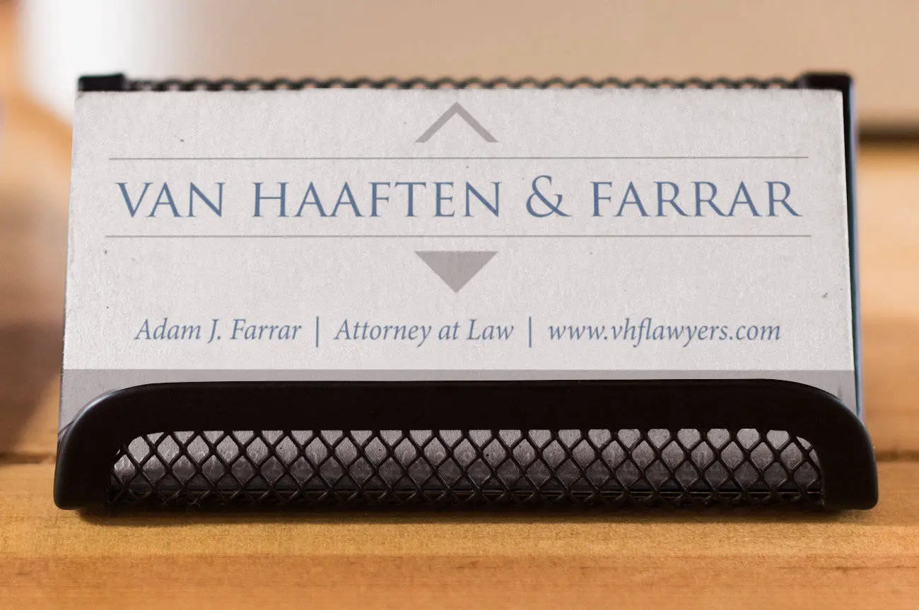 VHF Lawyers Logo and Business Card